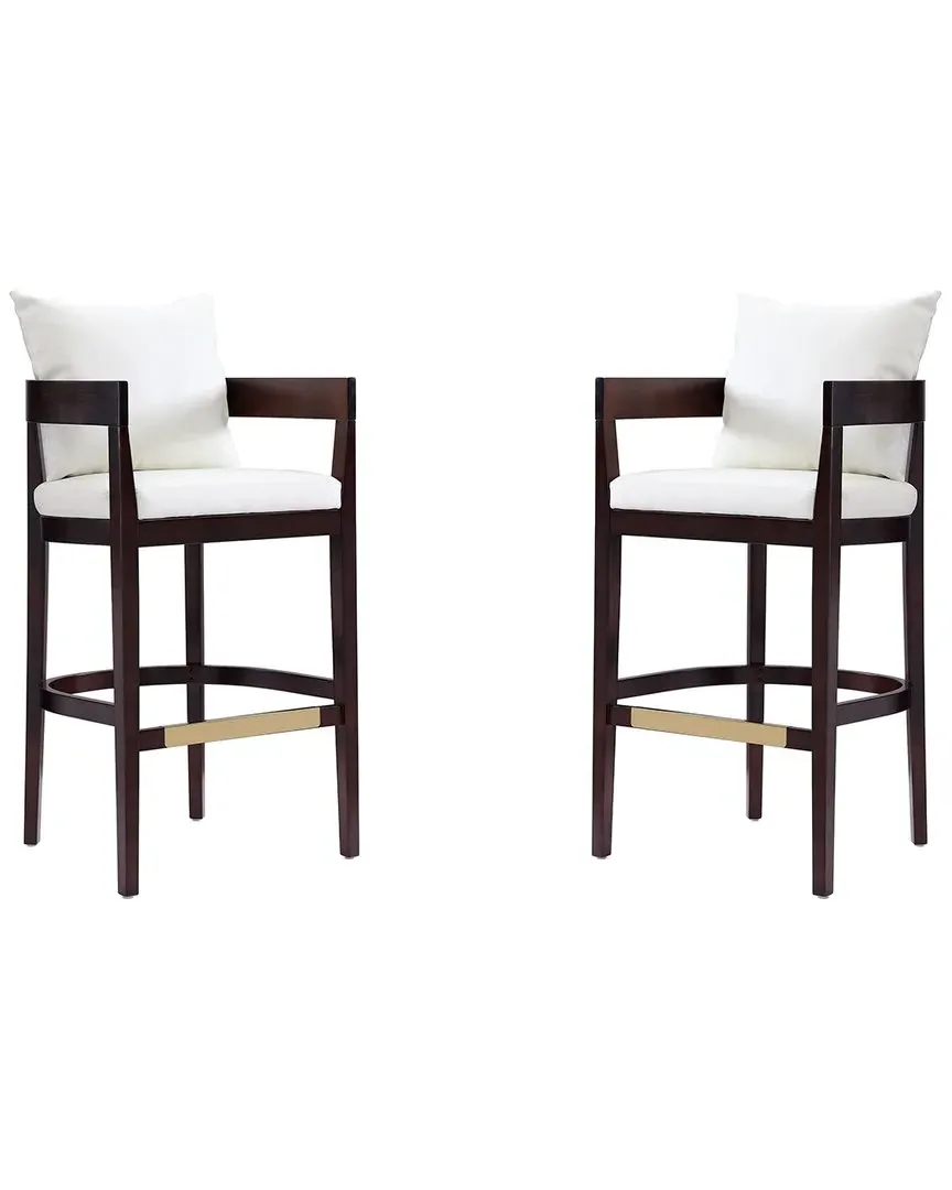 Ritz Set of 2 Bar Stools - Ivory, Beech Wood