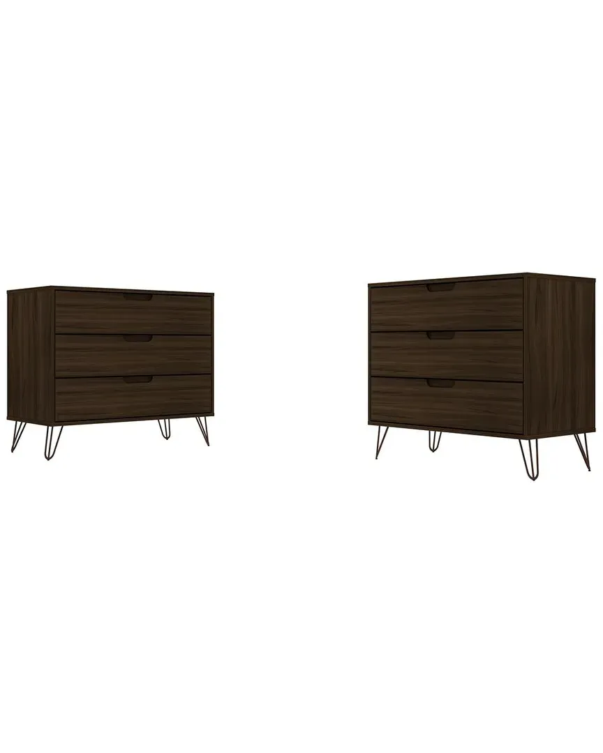 Rockefeller 6-Drawer Dresser Set of 2 - Brown, MDF