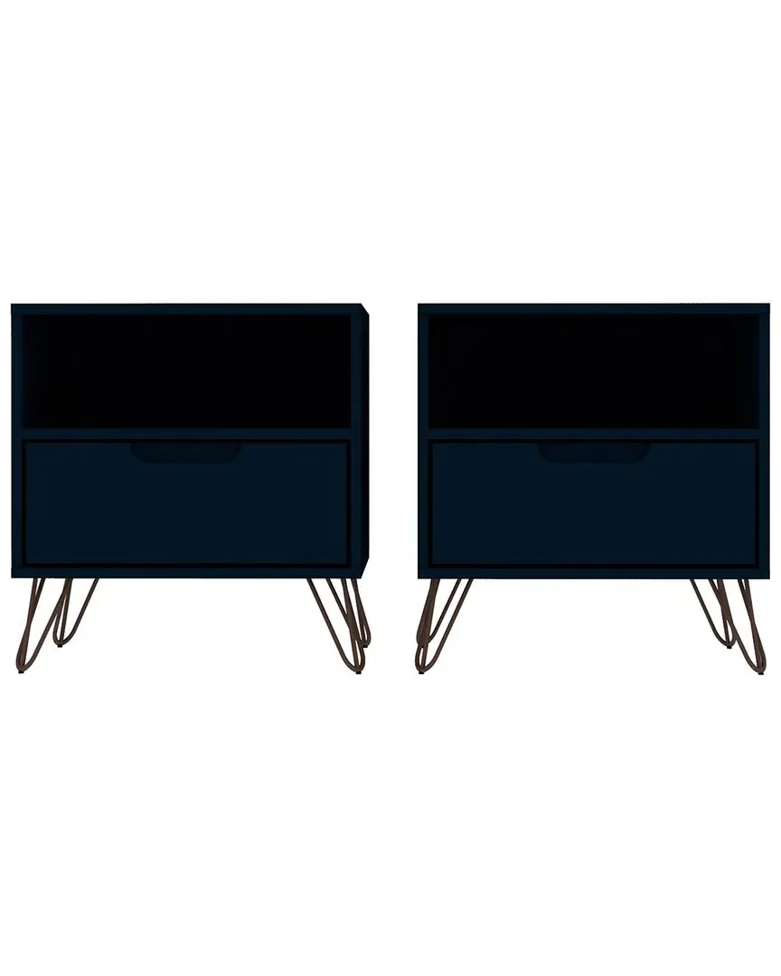 Rockefeller Nightstand Set of 2 - Midnight Blue, MDF image
