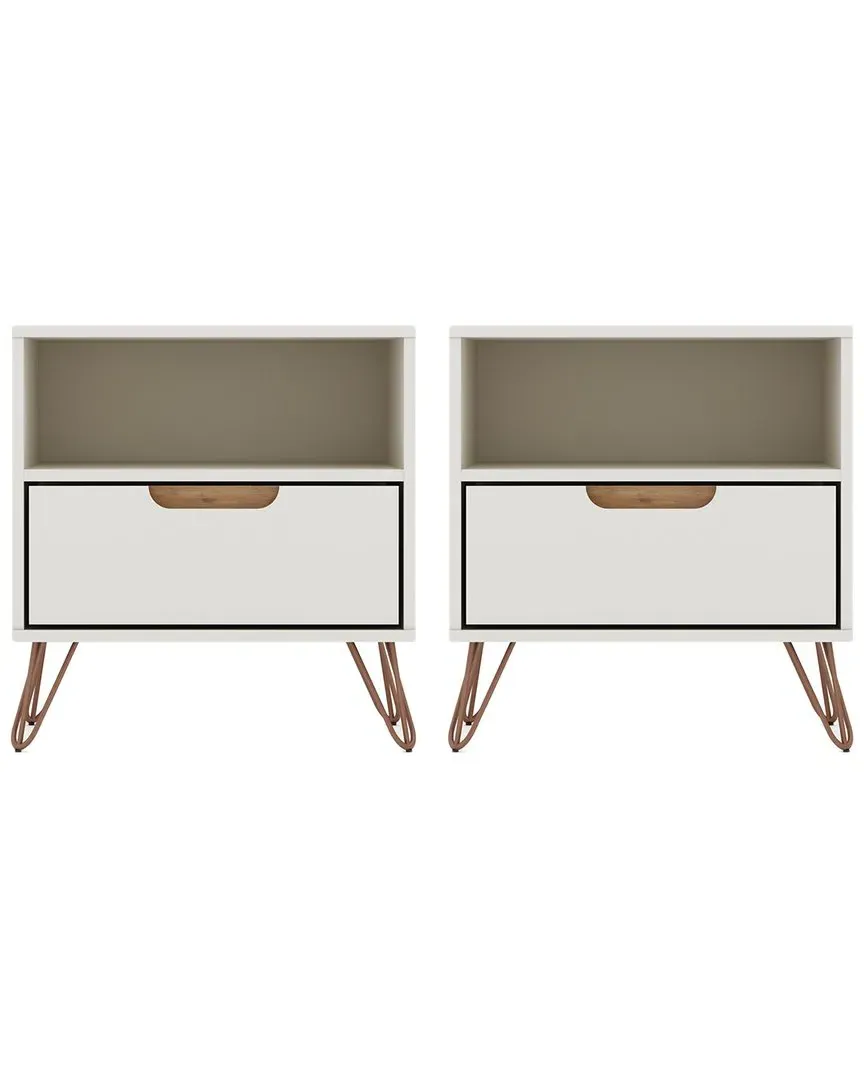 Rockefeller Set of 2 Nightstands - Off-White, MDF image