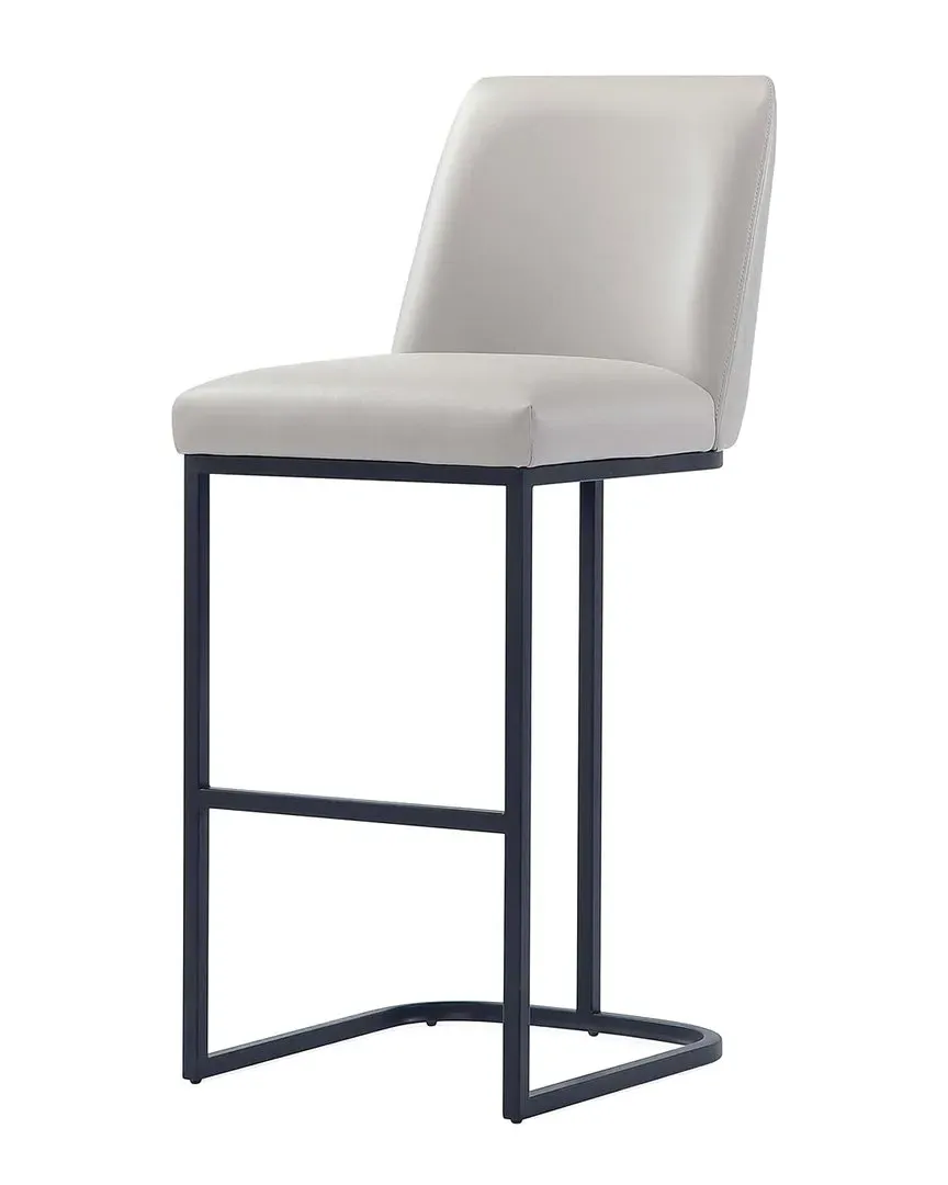 Serena Barstool with Backrest - Grey, Leatherette