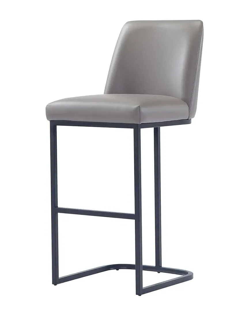Serena Barstool with Backrest - Grey, Leatherette