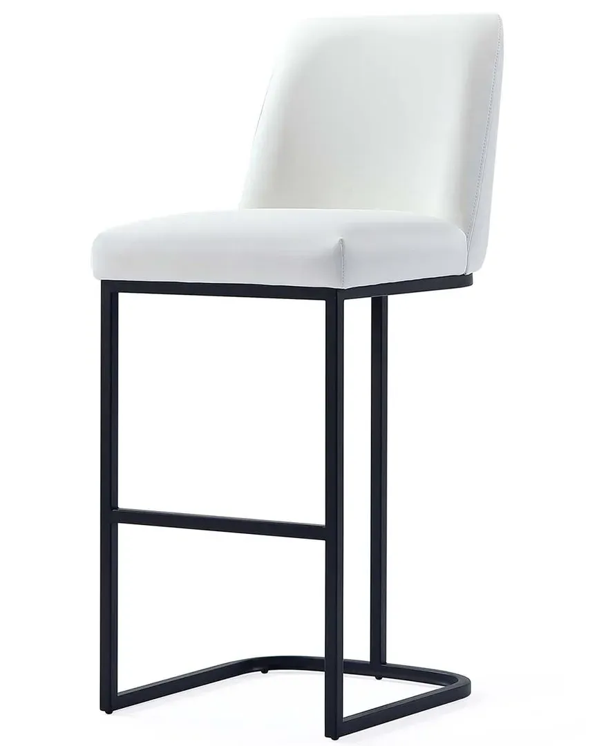 Serena Barstool with Backrest - White, Leatherette