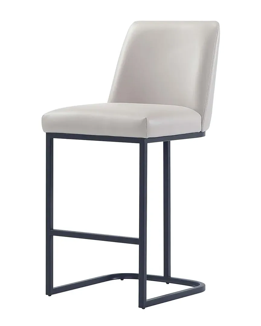 Serena Counter Stool with Backrest - Grey, Leatherette image