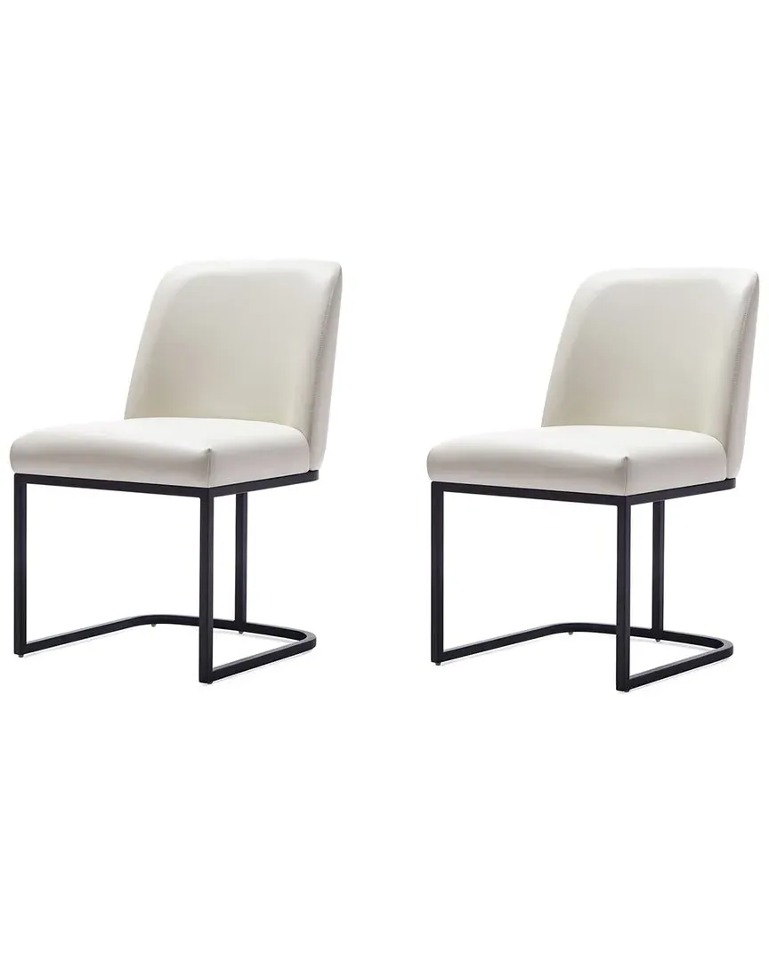 Serena Set of 2 Dining Chairs - Cream, Steel image