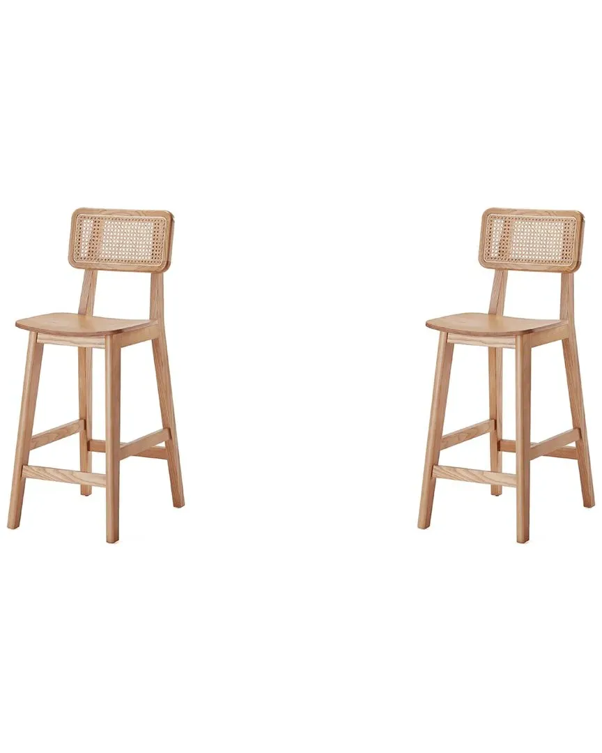 Set of 2 Versailles Counter Stools - Nature Matte, Ash Wood