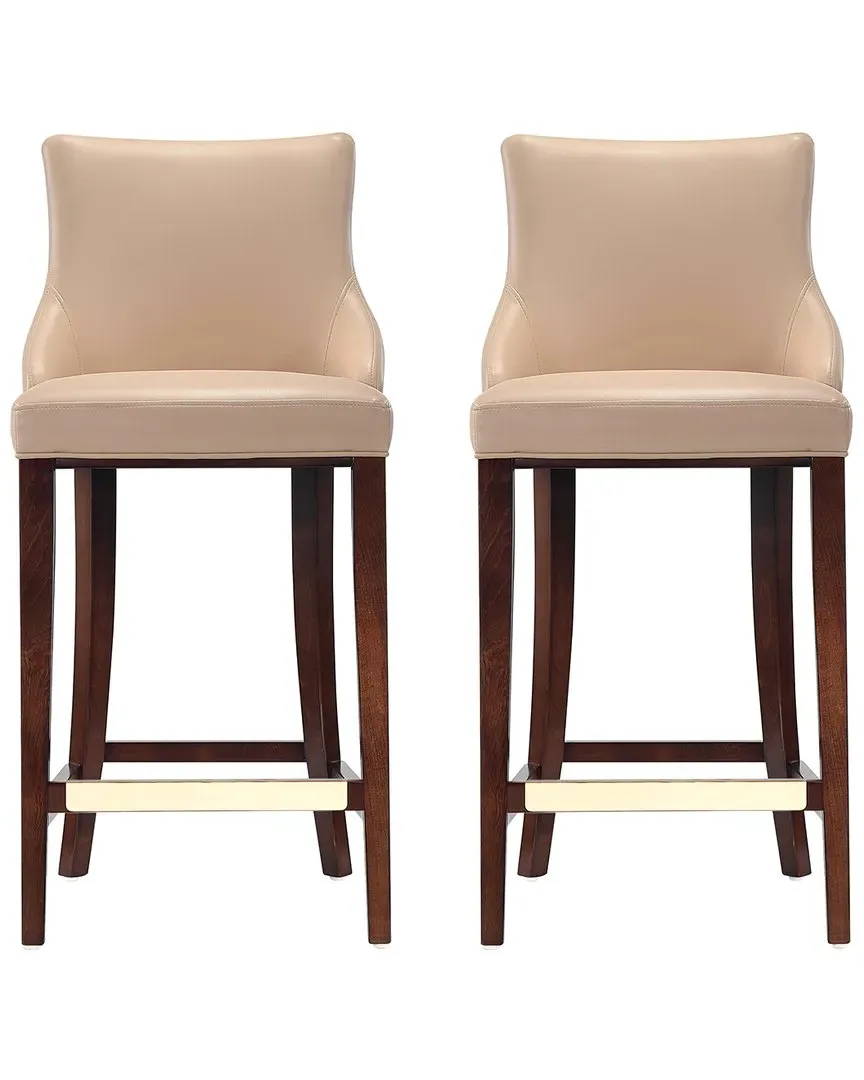 Shubert Set of 2 Upholstered Barstools - Tan, Leatherette