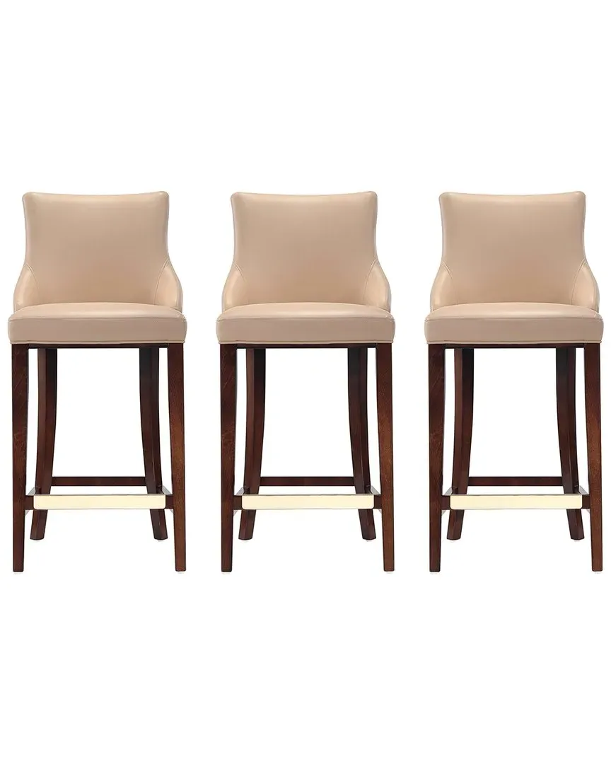 Shubert Set of 3 Upholstered Barstools - Tan, Leatherette