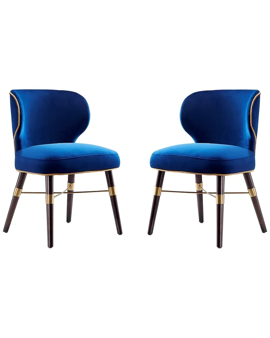 Strine Set of 2 Dining Chairs - Blue, Wood