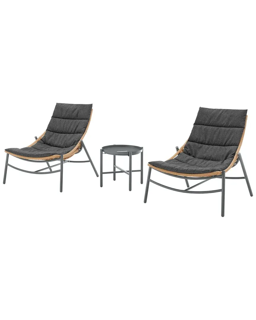 Sunset 3-Piece Patio Conversation Set - Grey, Steel image