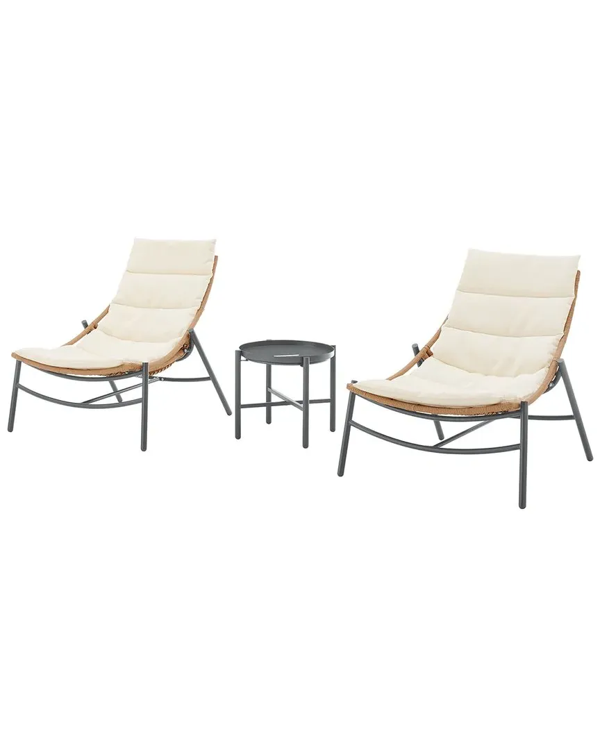 Sunset 3-Piece Patio Conversation Set - White, Steel