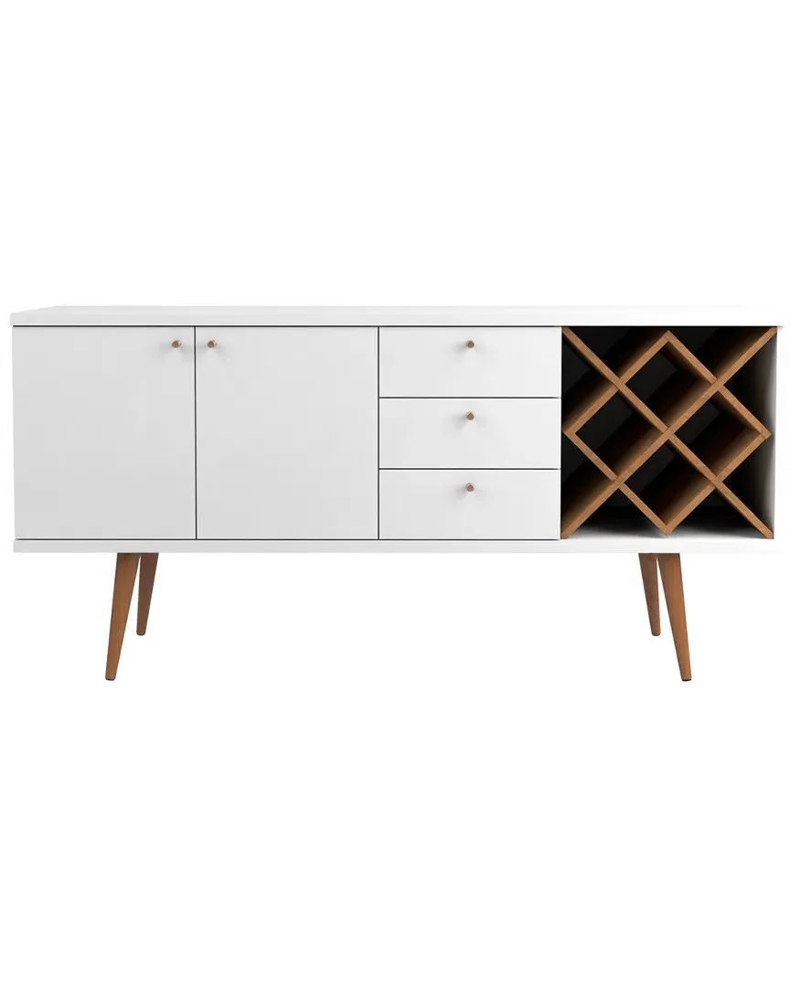 Utopia 4-Bottle Wine Rack Sideboard Buffet - White Gloss, Maple