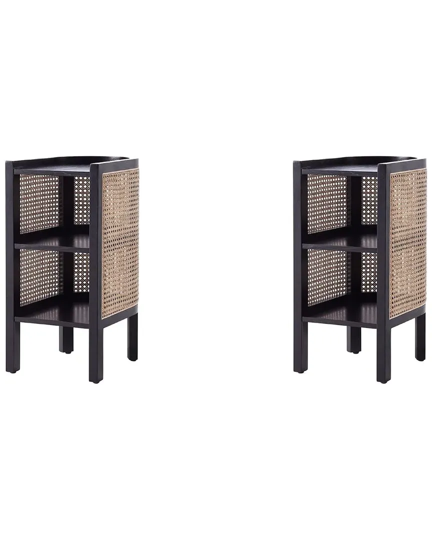 Versailles Set of 2 End Tables - Black Natural Cane, Ash Wood image