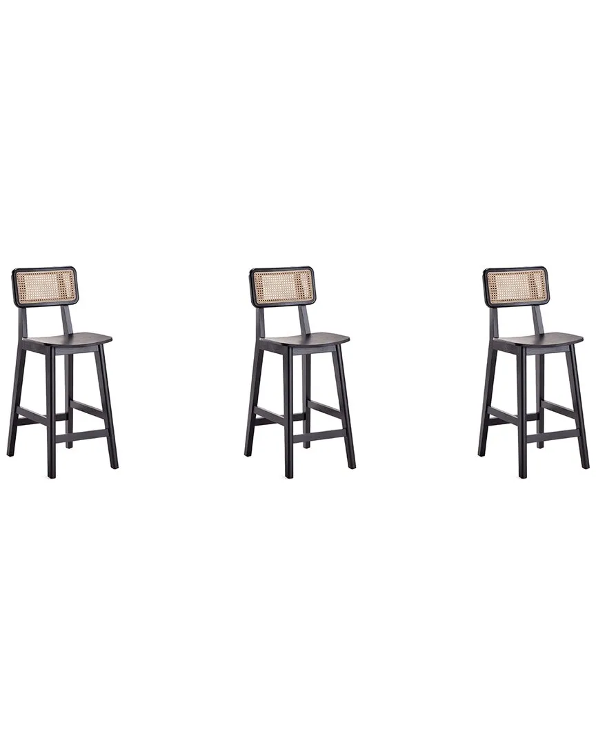 Versailles Set of 3 Counter Stools - Black, Ash Wood image