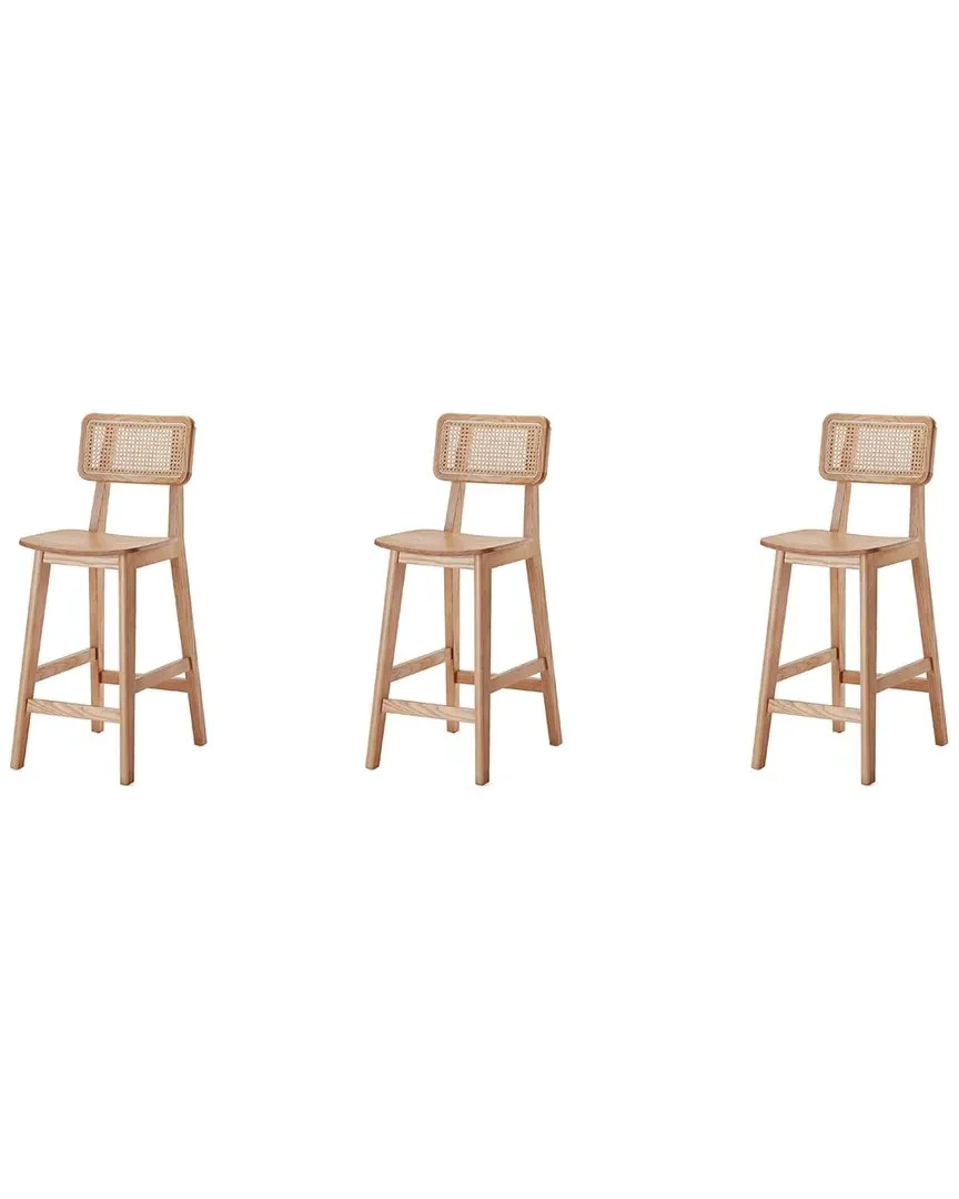 Versailles Set of 3 Counter Stools - Natural, Ash Wood