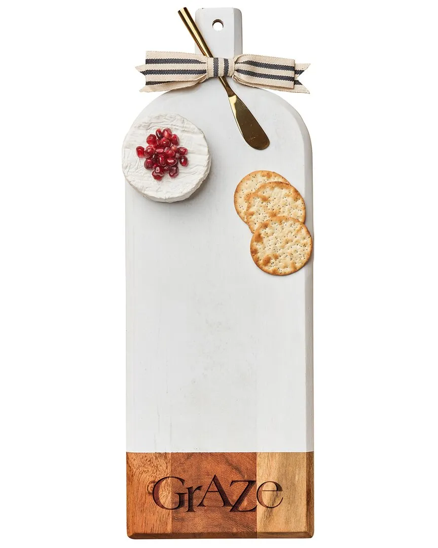 Acacia Graze Stacked Bevel Board with Spreader - White, Acacia