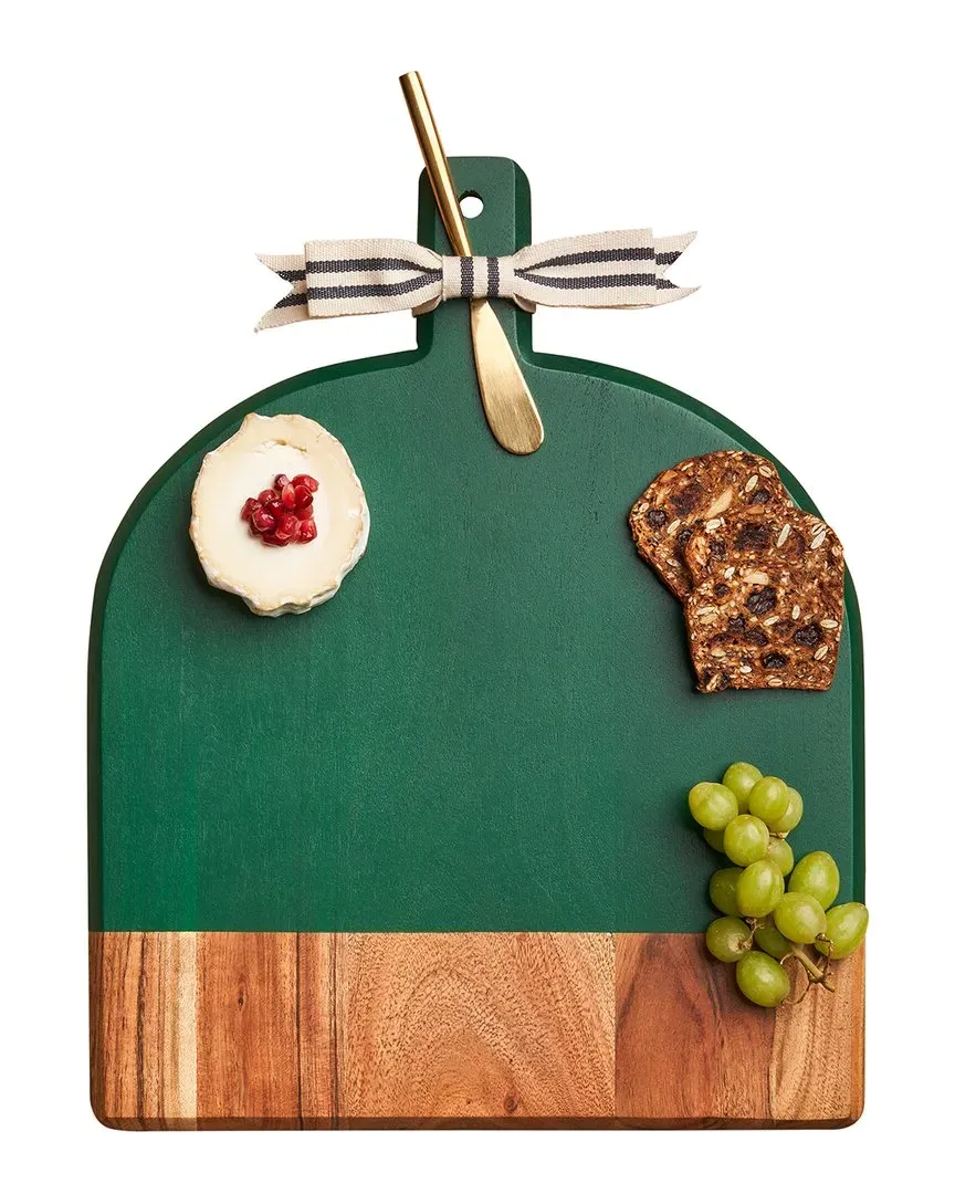 Large Acacia Bevel Board with Spreader - Green