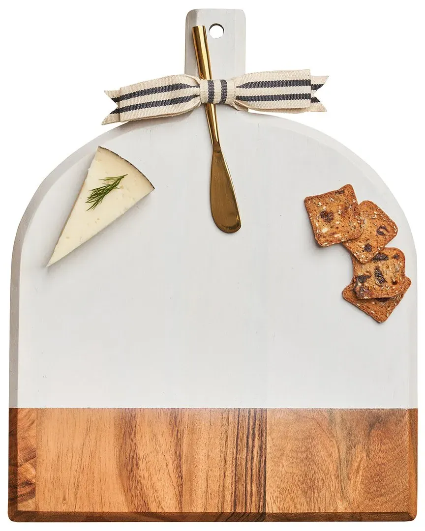 Large Acacia Bevel Board with Spreader - White image