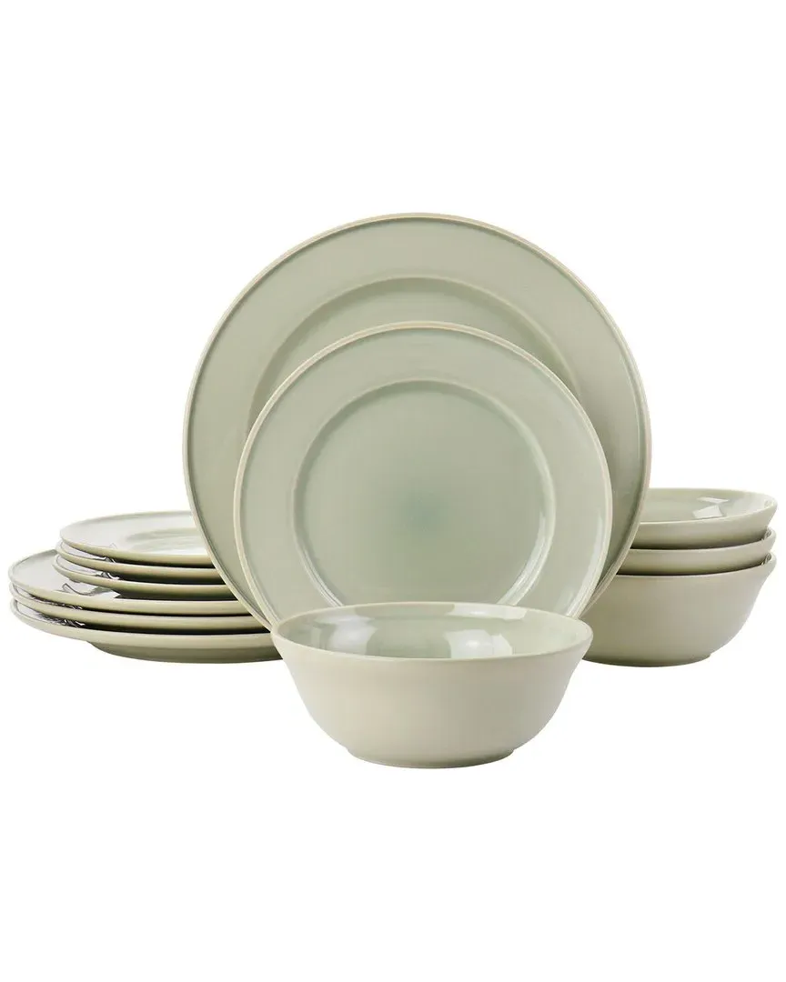 12pc Reactive Glaze Stoneware Dinnerware Set - Gray image