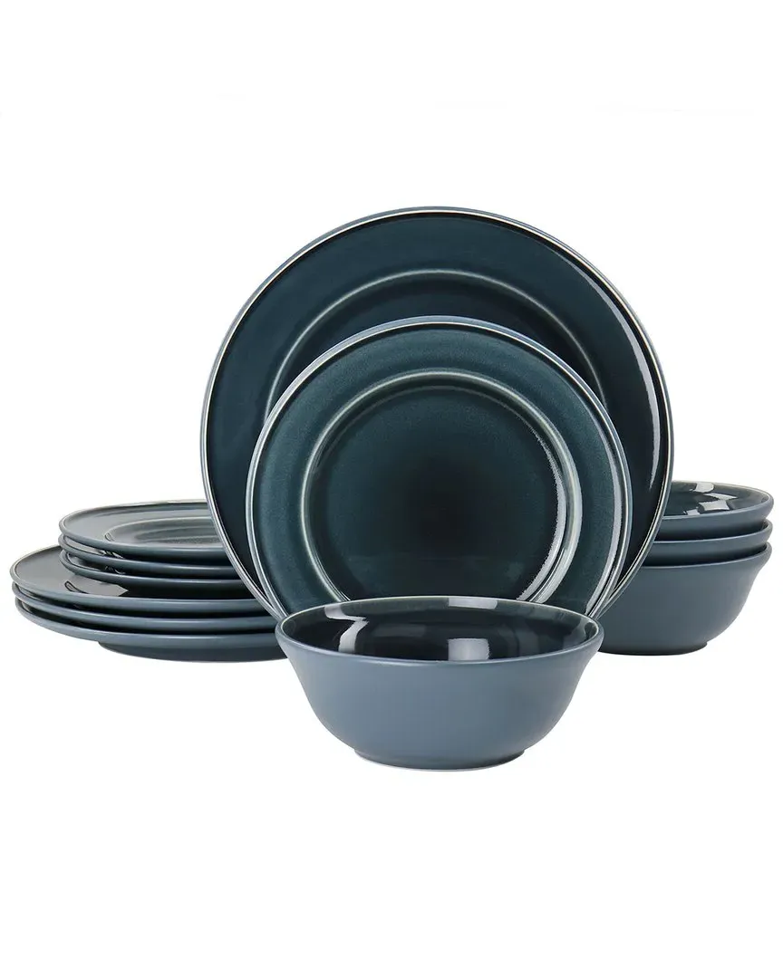12pc Speckle Glaze Stoneware Dinnerware Set - Blue