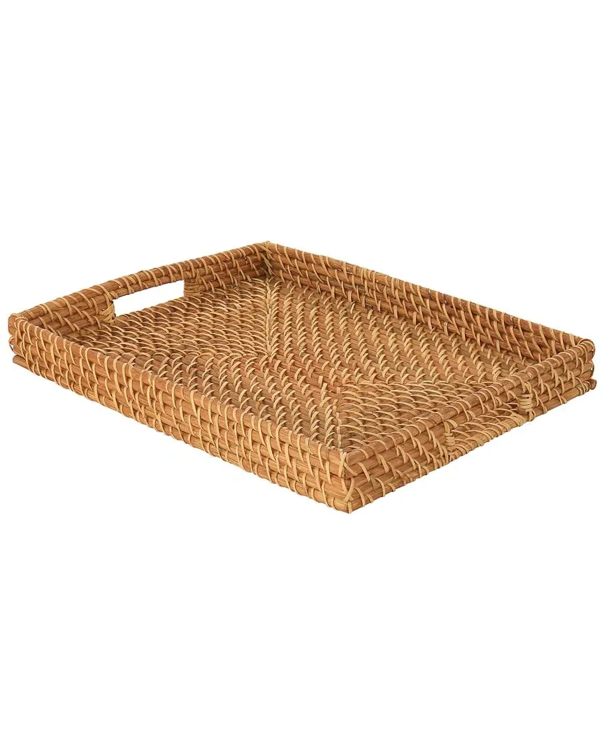 16in Rattan Woven Serving Tray - Brown image