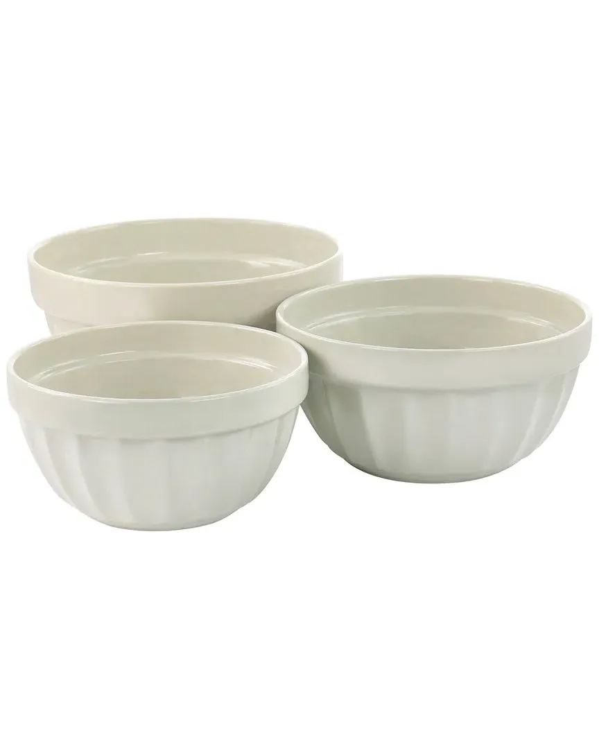 3-Piece Stoneware Bowl Set - Beige