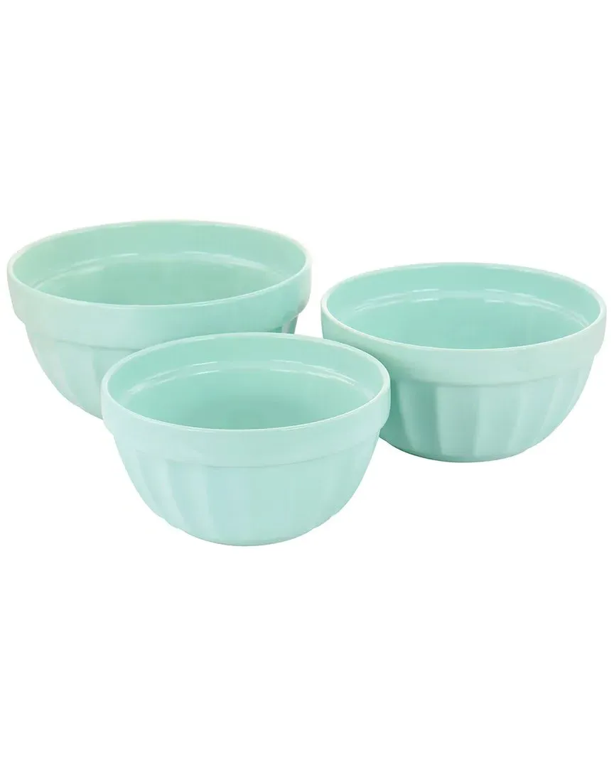 3-Piece Stoneware Bowl Set - Turquoise image
