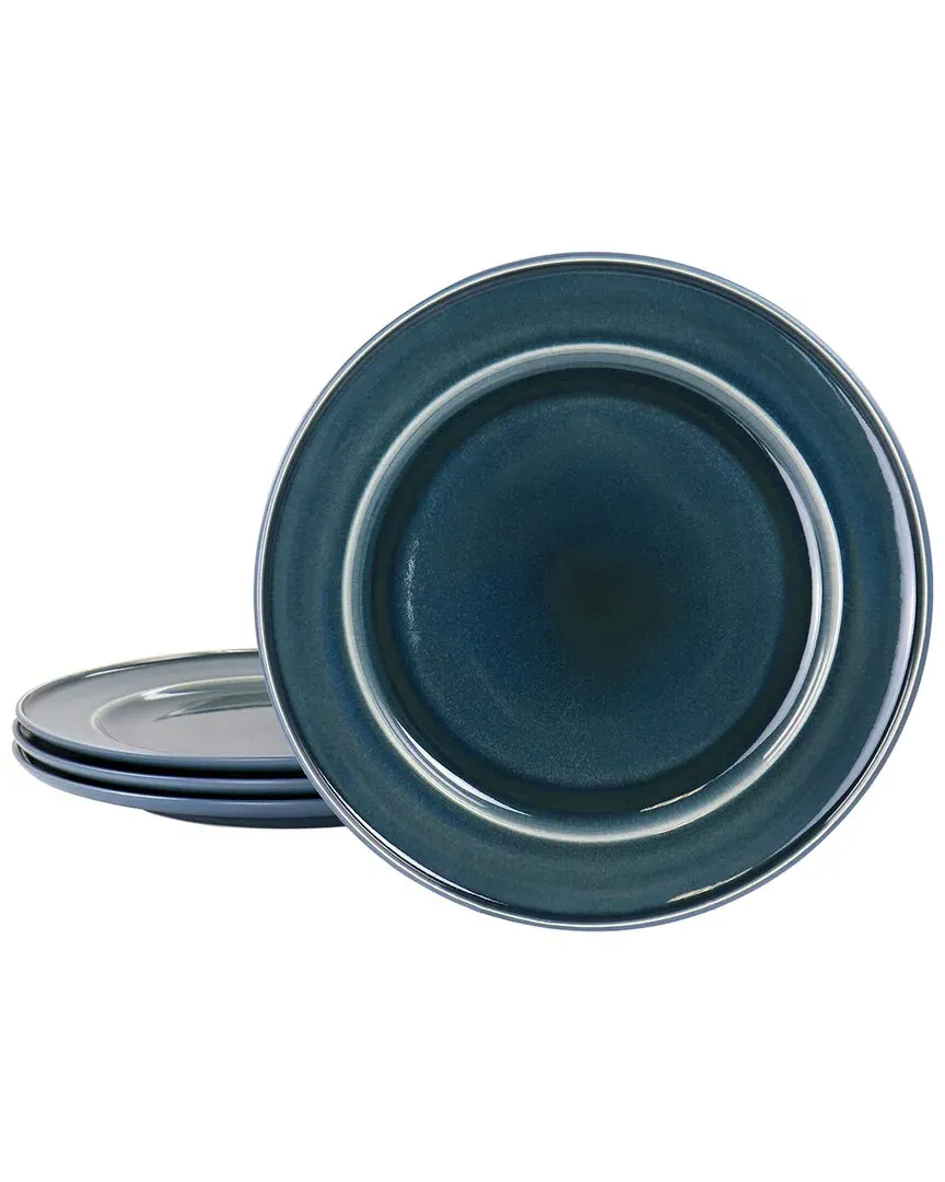 4pc Round Salad Plate Set - Blue, Stoneware image