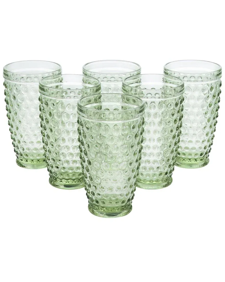 6pc Hobnail Handmade Glass Tumbler Set - Green image