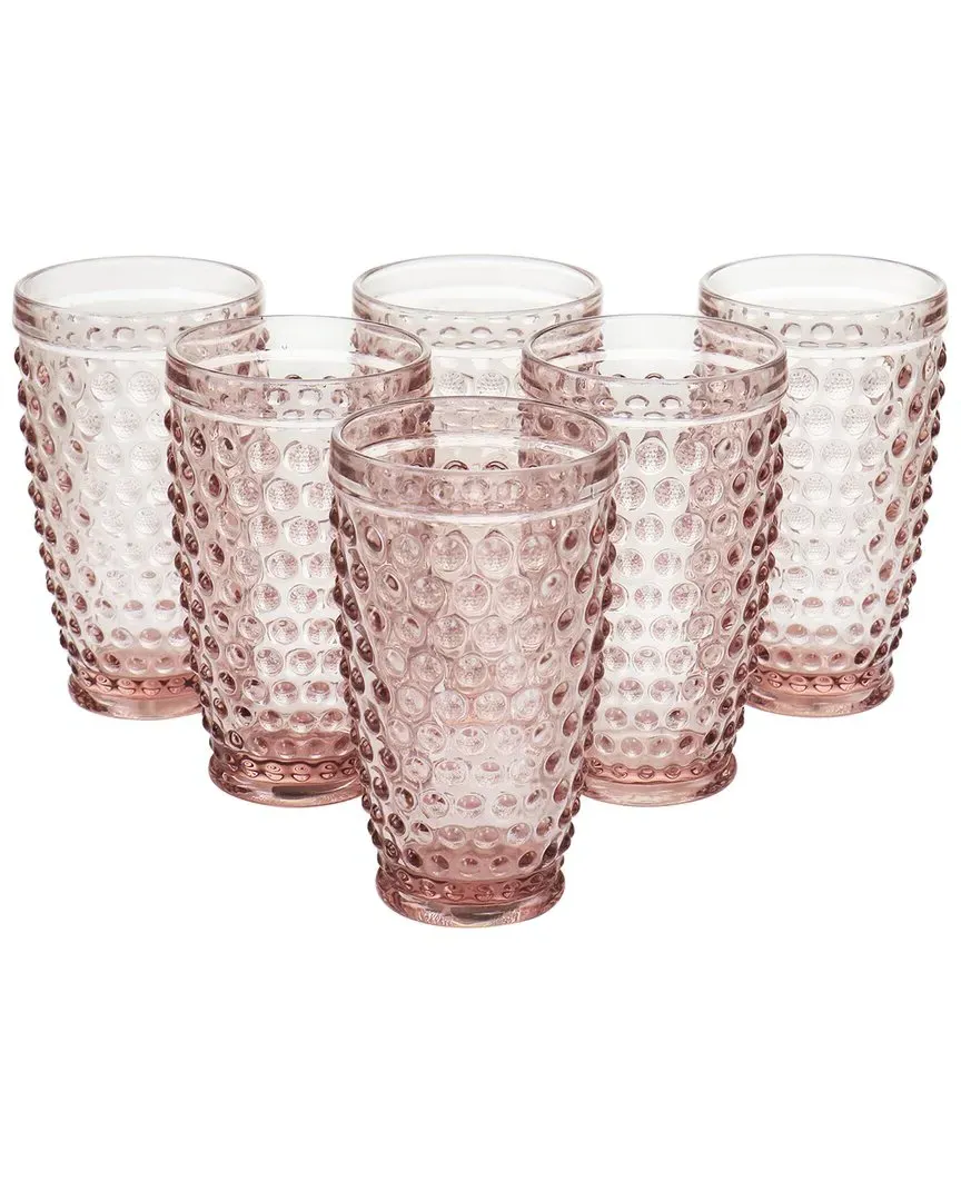 6pc Hobnail Handmade Glass Tumbler Set - Pink