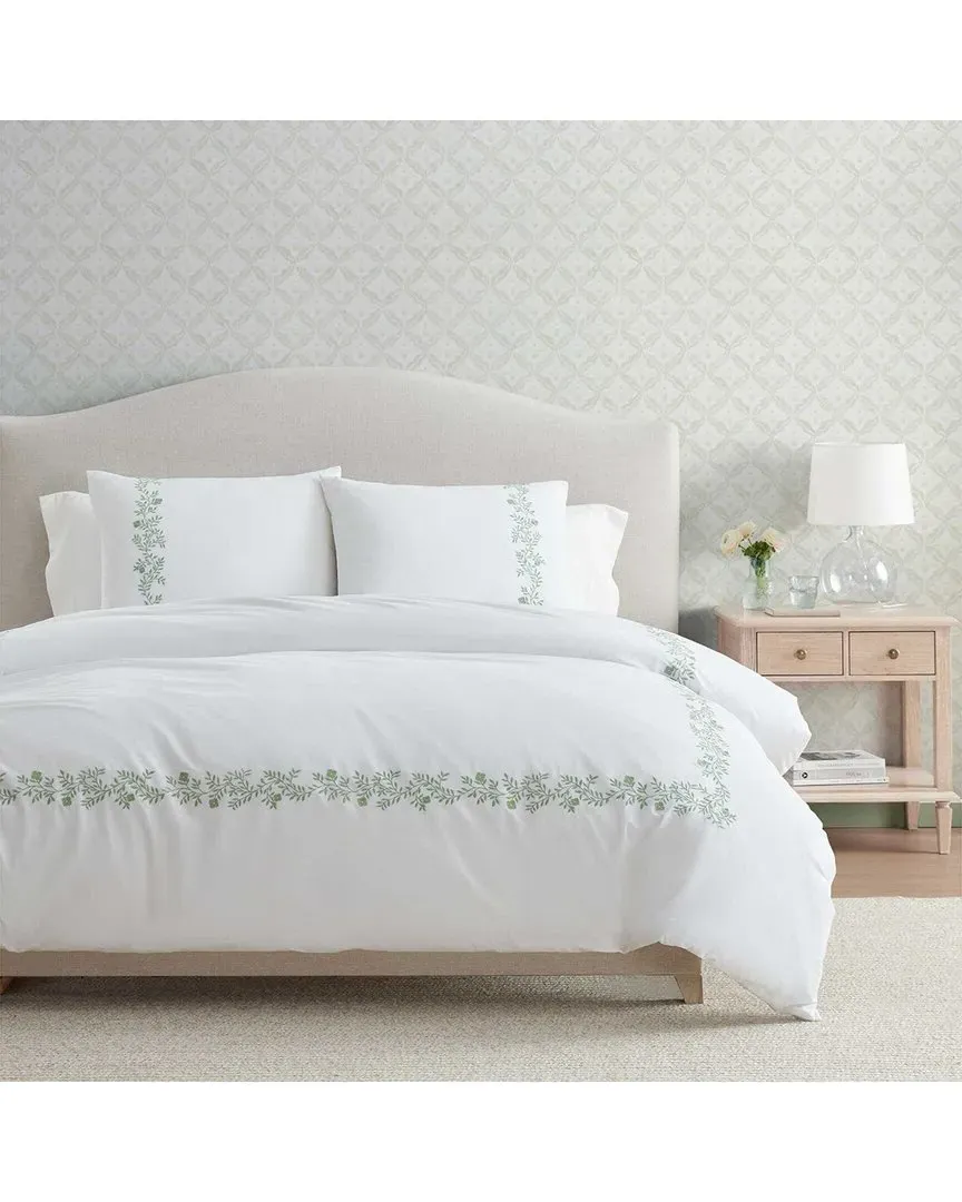 Garden Path Embroidery Duvet Cover Set - White, Cotton image