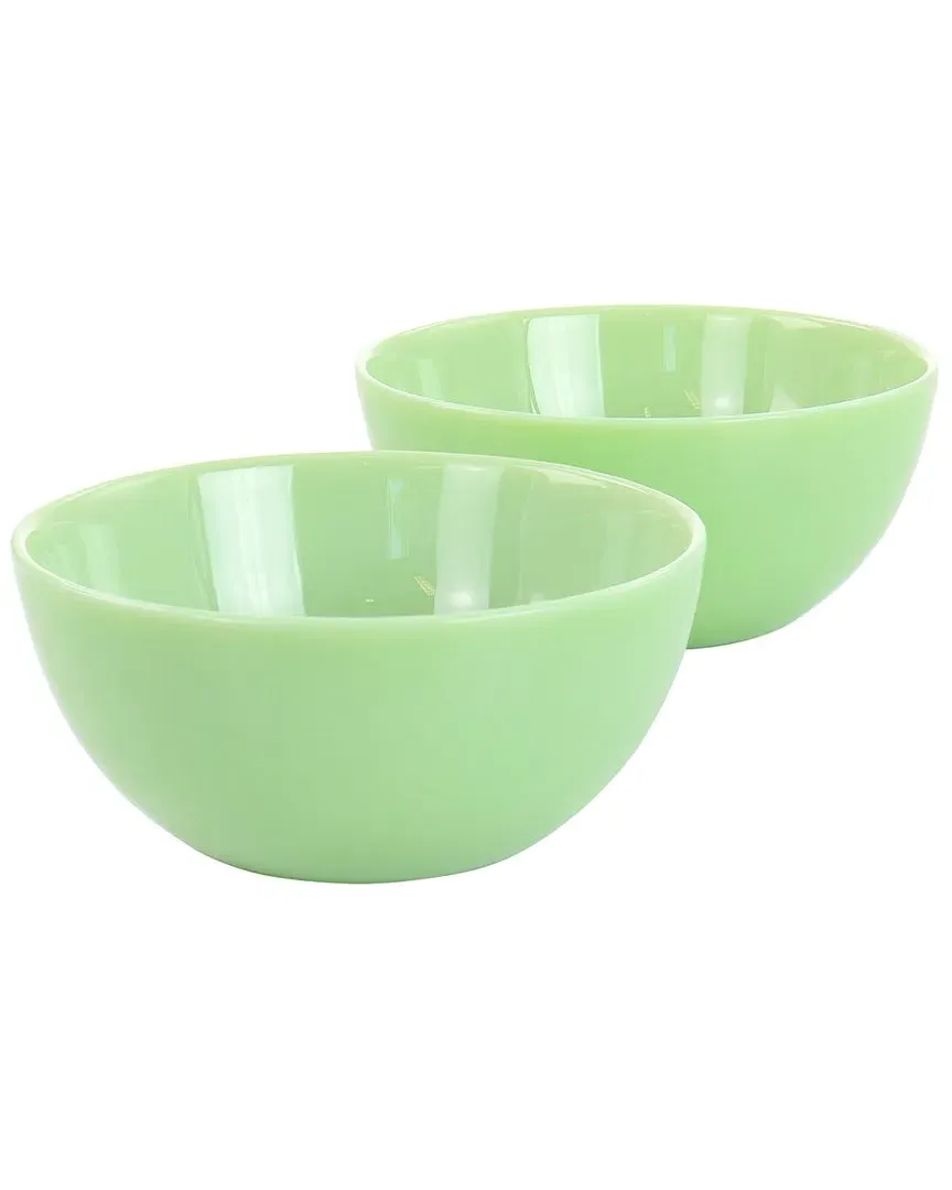 Set of 2 Jadeite Glass Bowls - Green image