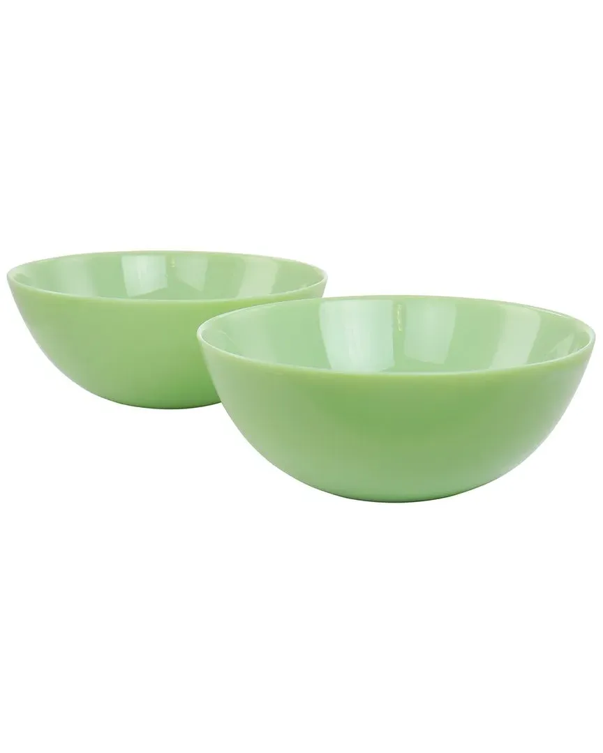Set of 2 Jadeite Glass Serving Bowls - Green