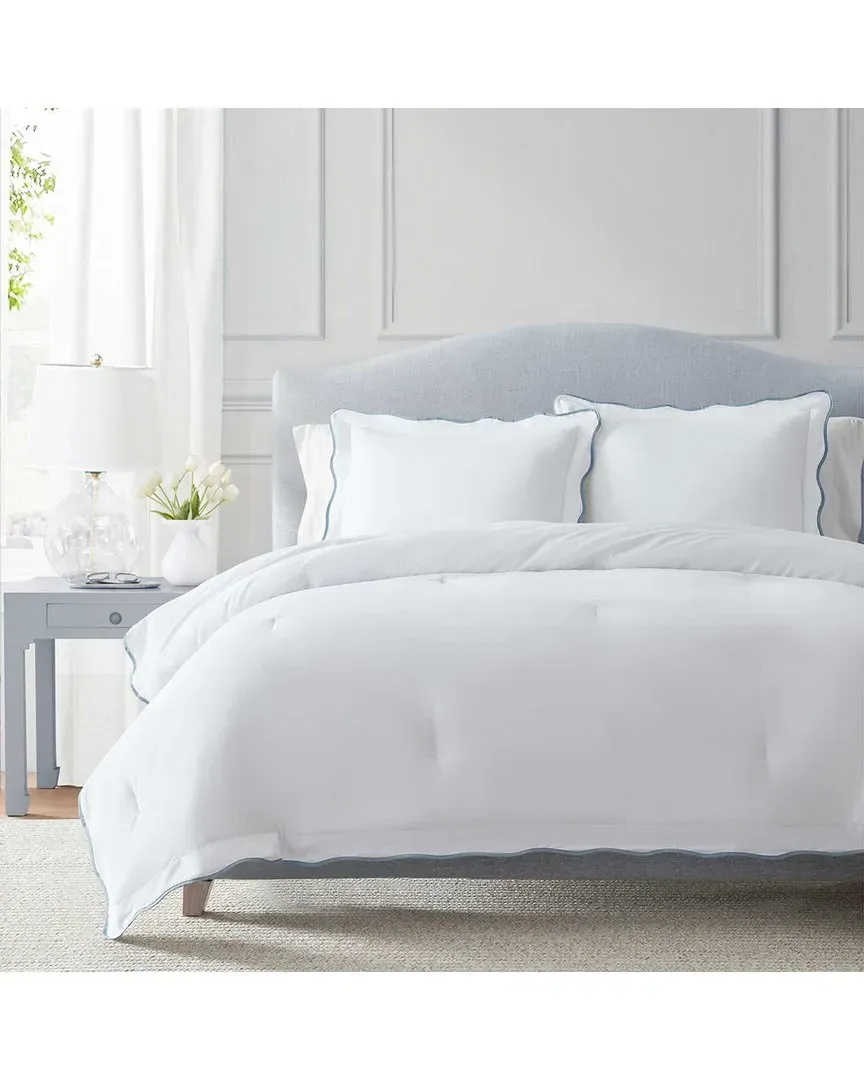 Simple Scallop Duvet Cover Set - White, Cotton image