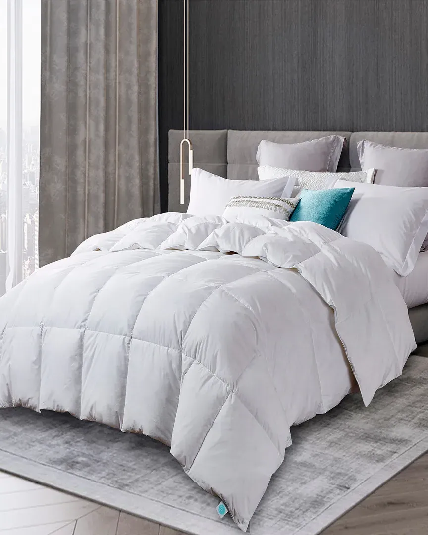 White Goose Down and Feather Comforter - White, Cotton image