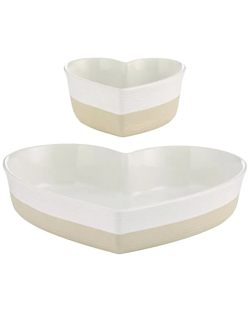 Mason Cash Set of 2 Heart Dishes - Cream, Stoneware image