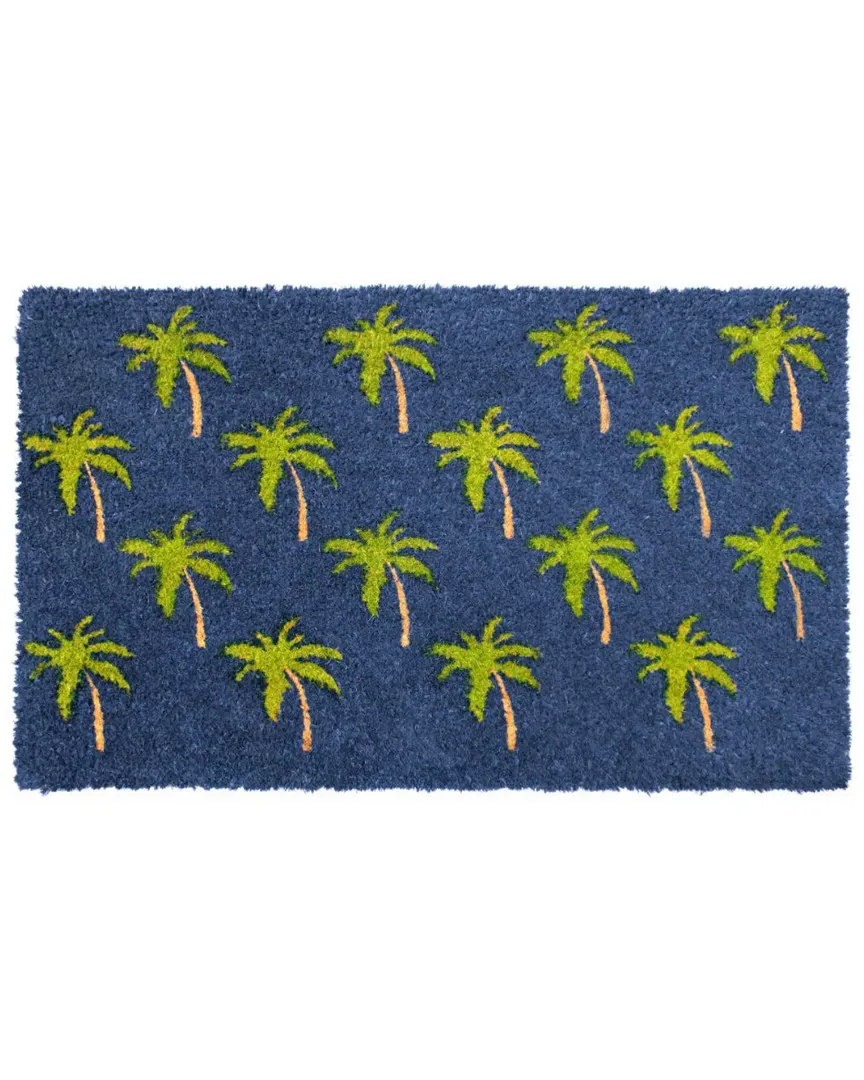 Palm Tree Graphic Coir Doormat - Blue image