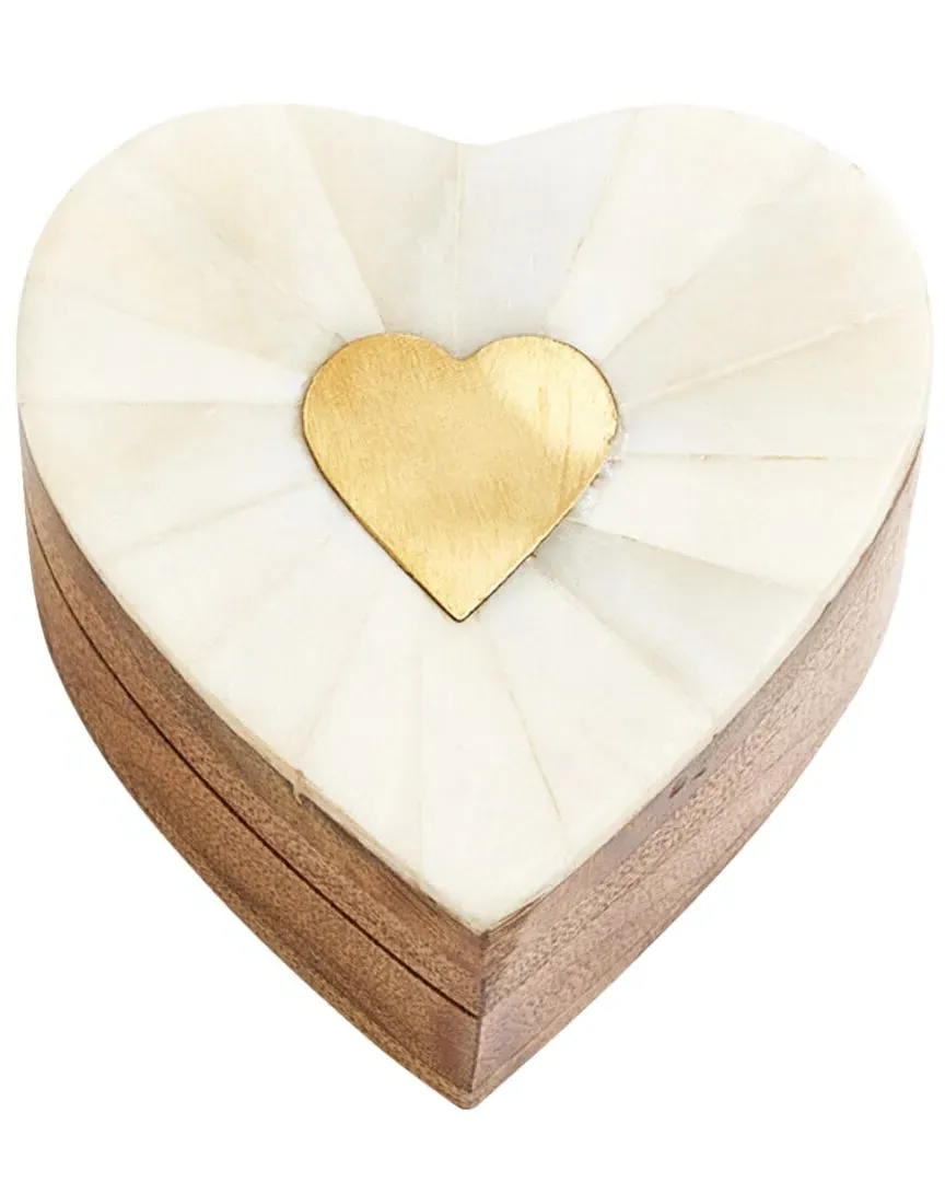 Mukhendu Heart Keepsake Box - White, Mango Wood image