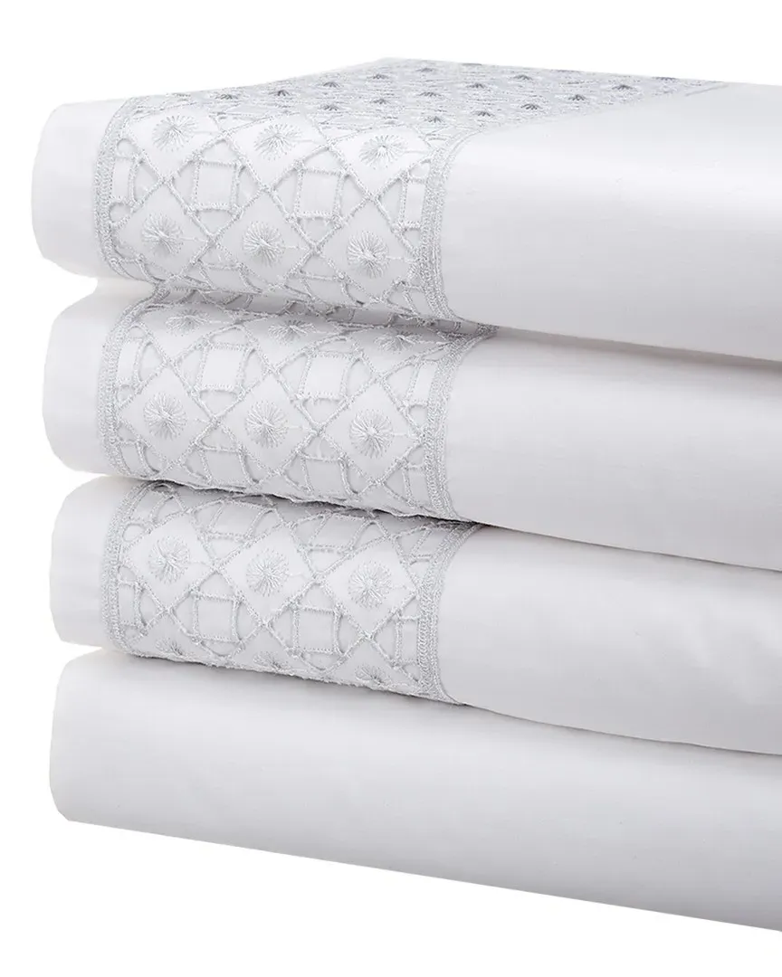 Sicily Sheet Set - White/Grey, Cotton image