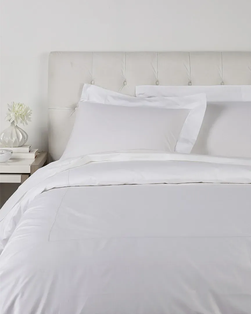 Single Line Embroidered Duvet Set - White, Cotton