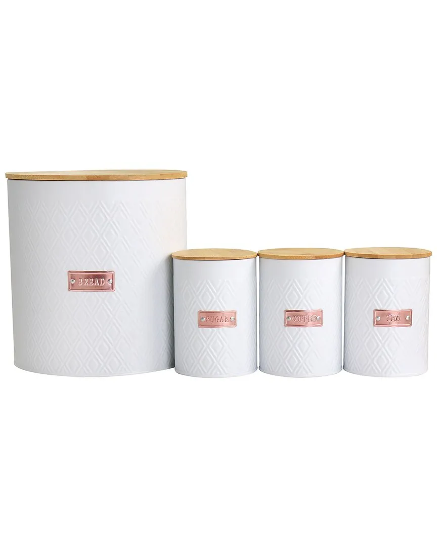 4-Piece Argyle Canister Set with Bamboo Lids - Rose Gold