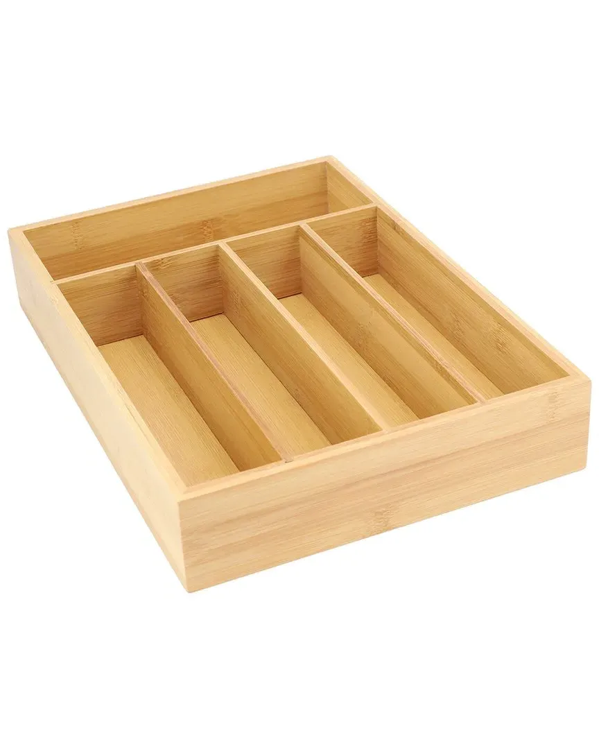 Bamboo 5-Section Drawer Organizer - Light Brown image