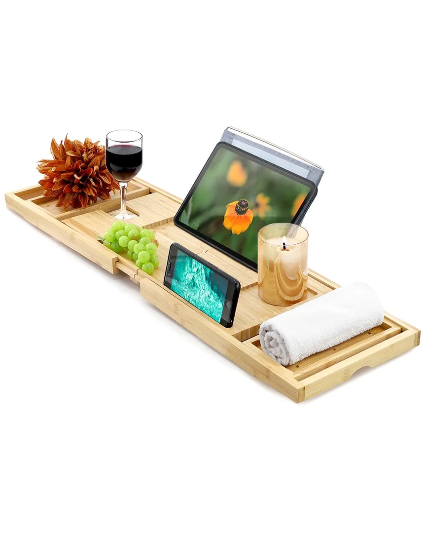 Expandable Bamboo Bath Tray - Light Brown image