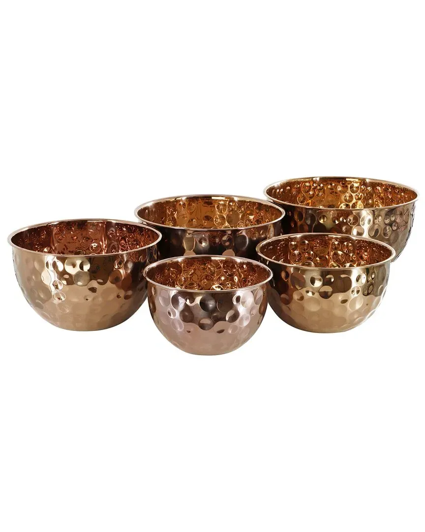 Hammered Bubble Texture 5pc Serving Bowl Set - Copper image