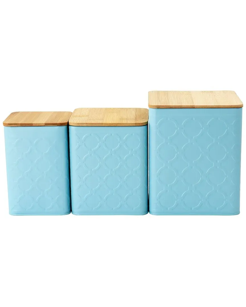 MegaChef 3pc Square Canister Set - Turquoise, Iron image