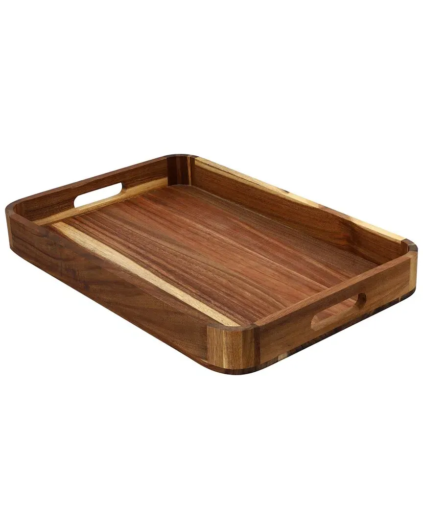 Rectangle Serving Tray with Handles - Dark Brown, Acacia Wood image