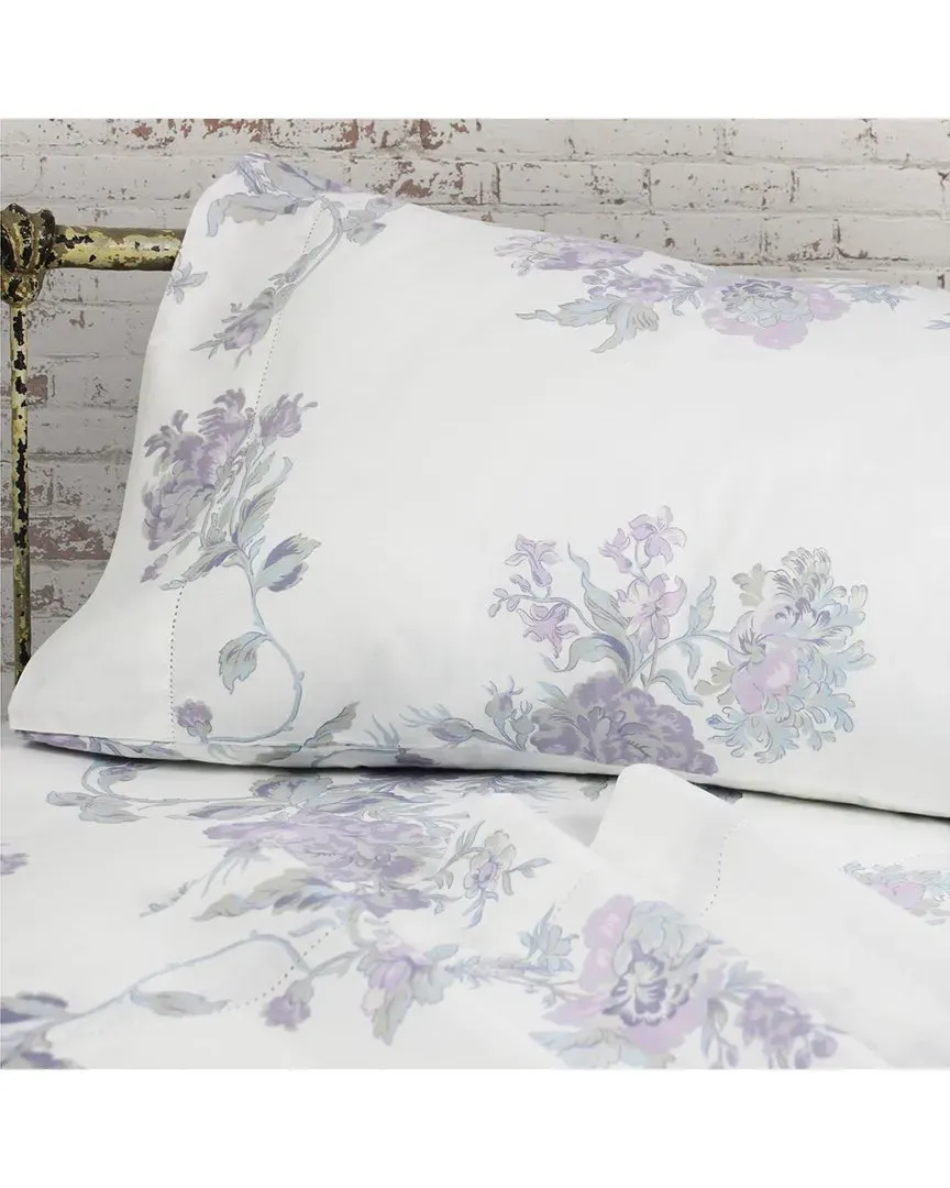 200 Thread Count Cotton Percale Jardin De Rose Pillowcases - Violet image