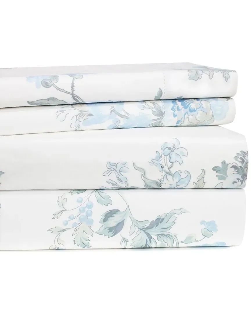 200 Thread Count Percale Jardin De Rose Sheet Set - Blue