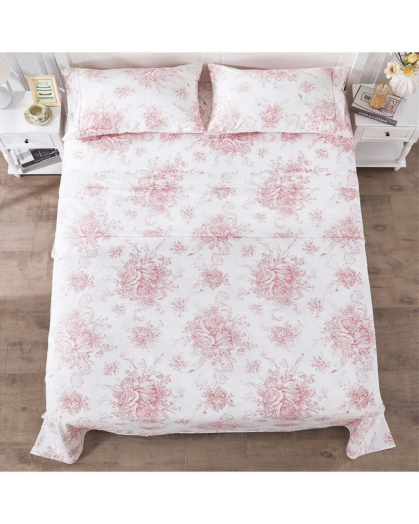 400 Thread Count Cotton Toile Sheet Set - Mauve