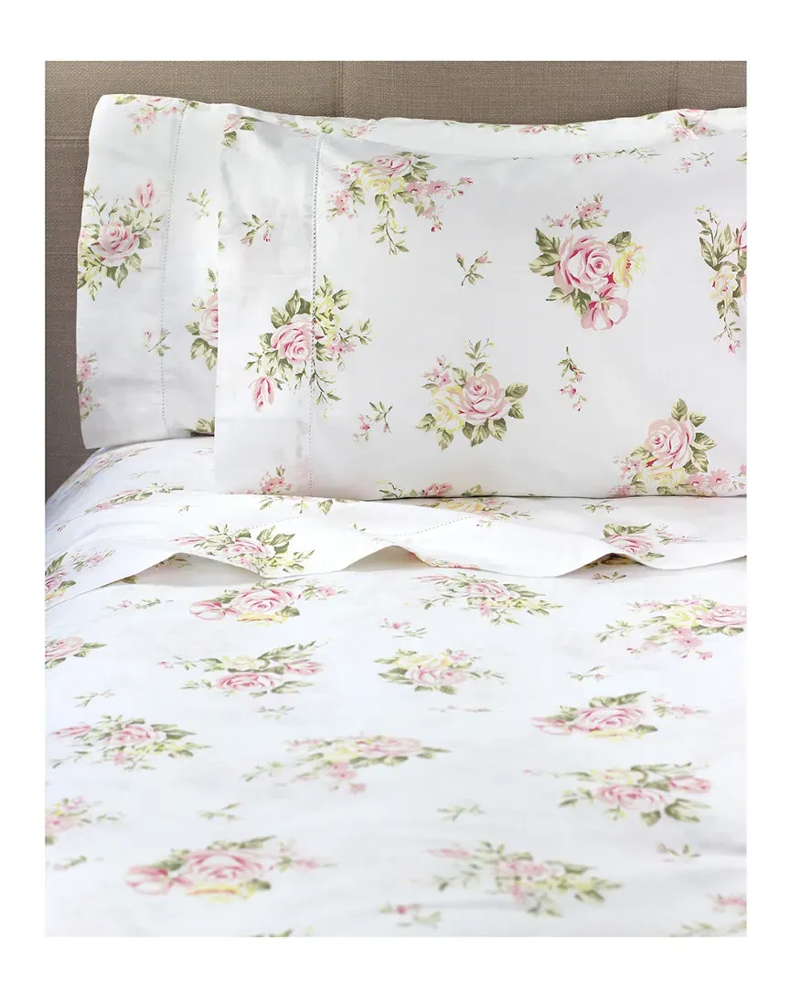 400TC Rose Bouquet Sheet Set - White, Cotton image